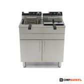 Двоен фритюрник на стойка 2 × 16 л, 2 кошници, с кранове за източване, 400 V, снимка 2
