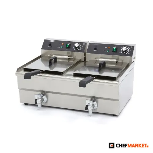 Електрически фритюрник 2 × 16 л, 2 кошници, 230 V