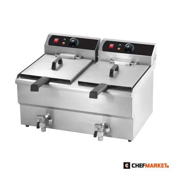 Електрически фритюрник, 2 вани по 10 л, 2 x 5 kW, настолен