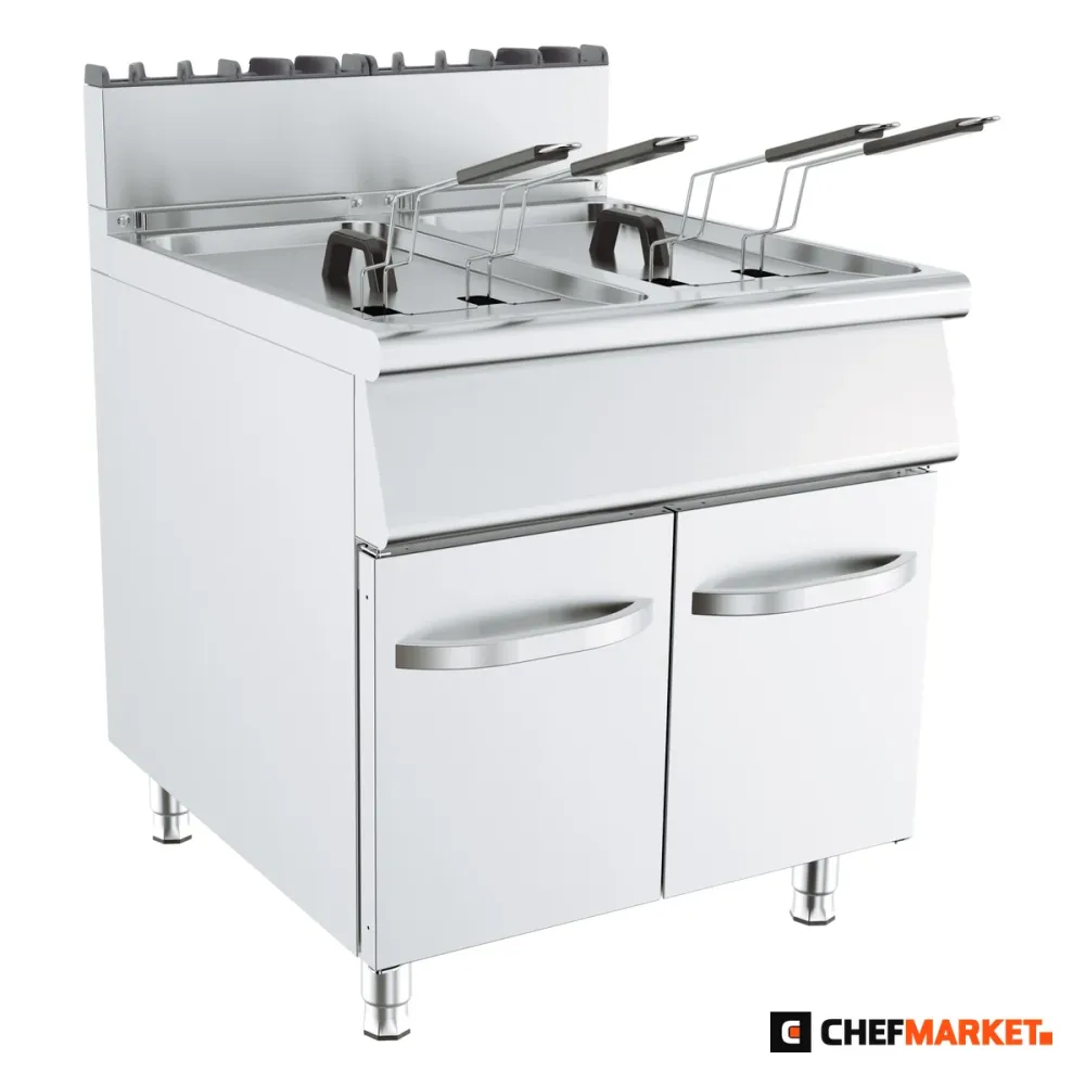Газов фритюрник, 2 вани по 19 л, на шкаф, дълбочина 900 мм